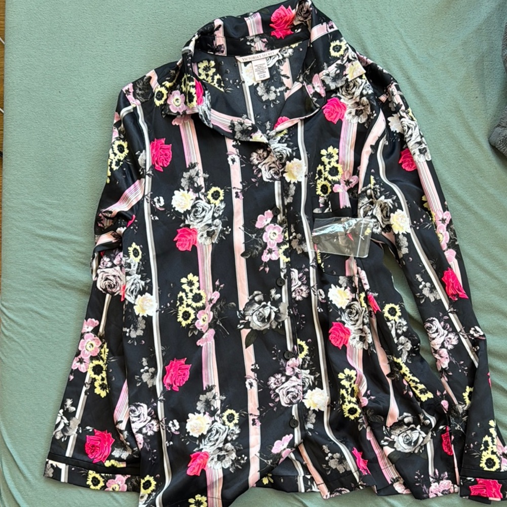 Floral Striped Button-Up Blouse